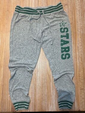 Grey Lounge Jogger Pants with Green 'STARS' Graphic #dallas stars